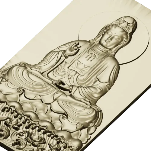 High-relief Buddha STL for CNC - Seated Lotus Panel
