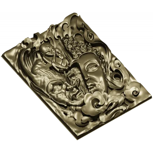 Buddha and Demon high-relief panel STL model for CNC