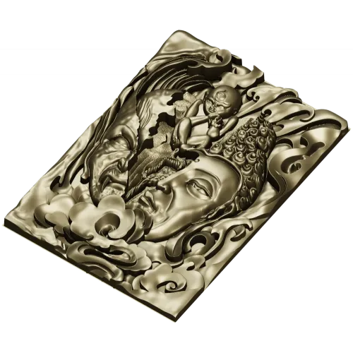 Buddha and Demon high-relief panel STL model for CNC