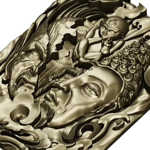 Buddha and Demon high-relief panel STL model for CNC