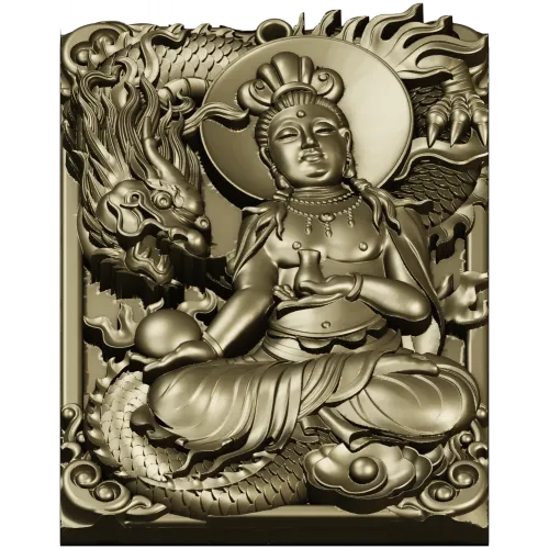Serene Dragon Buddha Plaque