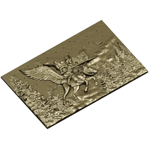 Valkyrie relief STL panel - high-detail 3D model for CNC