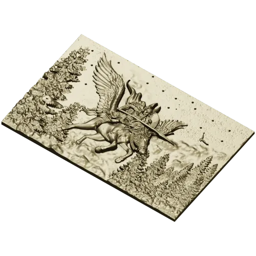 Valkyrie relief STL panel - high-detail 3D model for CNC