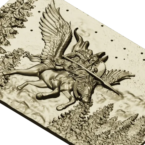 Valkyrie relief STL panel - high-detail 3D model for CNC