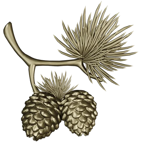 Pine Sprig with Cones - Detailed STL 3D Model for CNC
