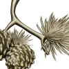 Pine Sprig with Cones - Detailed STL 3D Model for CNC
