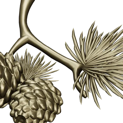 Pine Sprig with Cones - Detailed STL 3D Model for CNC