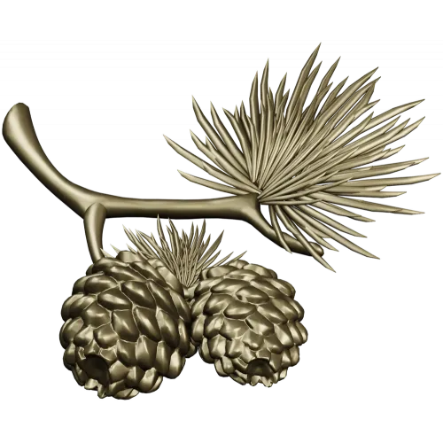 Pine Sprig with Cones - Detailed STL 3D Model for CNC