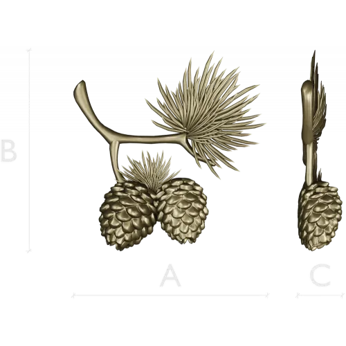 Pine Sprig with Cones - Detailed STL 3D Model for CNC