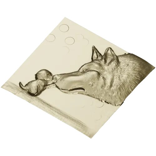 Wolf and Pup bas-relief STL for CNC