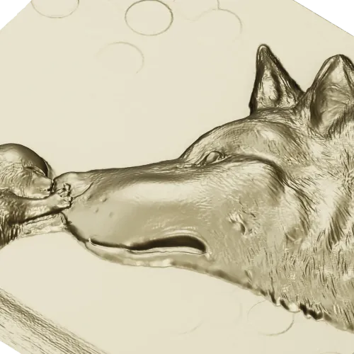 Wolf and Pup bas-relief STL for CNC