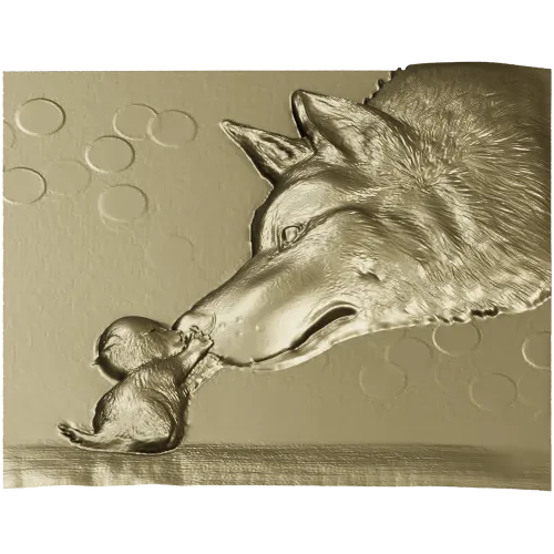 Wolf and Pup bas-relief STL for CNC