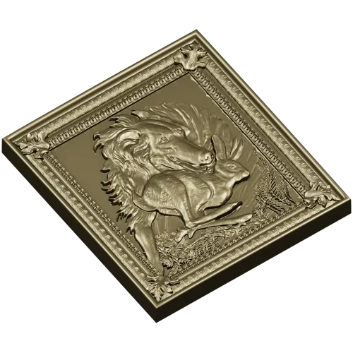 Wolf and Hare High-Relief Panel STL
