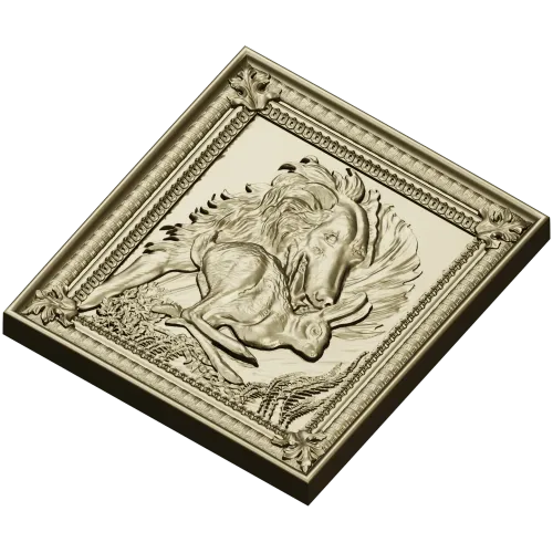 Wolf and Hare High-Relief Panel STL