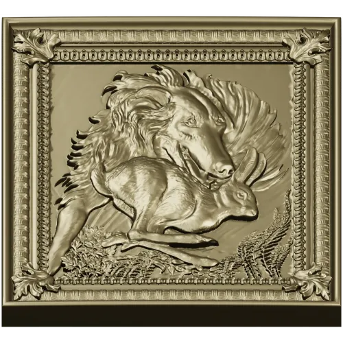 Wolf and Hare High-Relief Panel STL