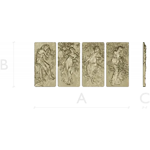 Four Seasons High-Relief Panels STL