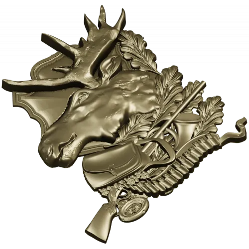 Охотничий трофей - барельеф головы лося в щите (STL)