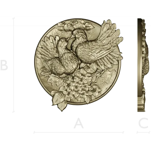 Doves of Spring - high-relief round medallion STL for CNC