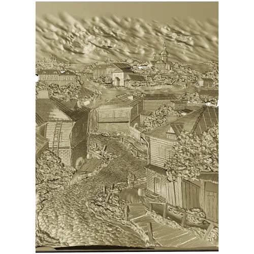 Рельефная панель "Улица старого города" - 3D модель STL для ЧПУ