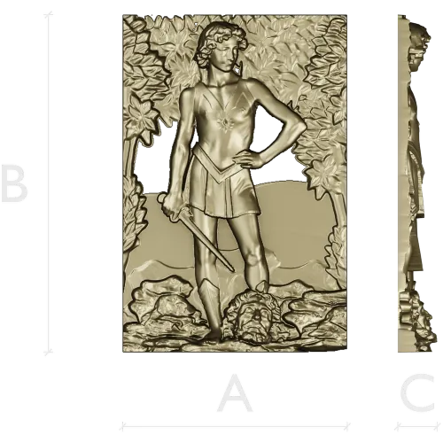 David the Victor - high relief 3D model in STL for CNC
