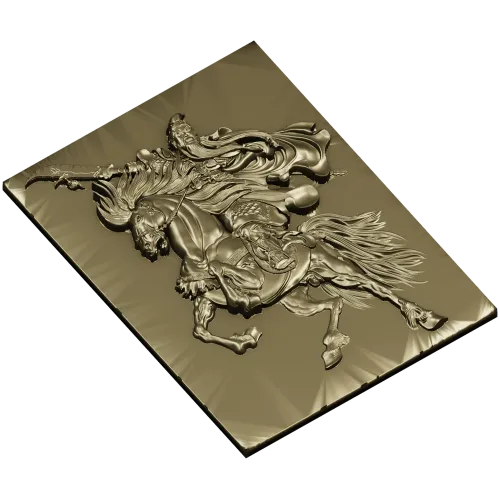 Гуань Гун на коне - религиозно-историческое панно в формате STL для ЧПУ