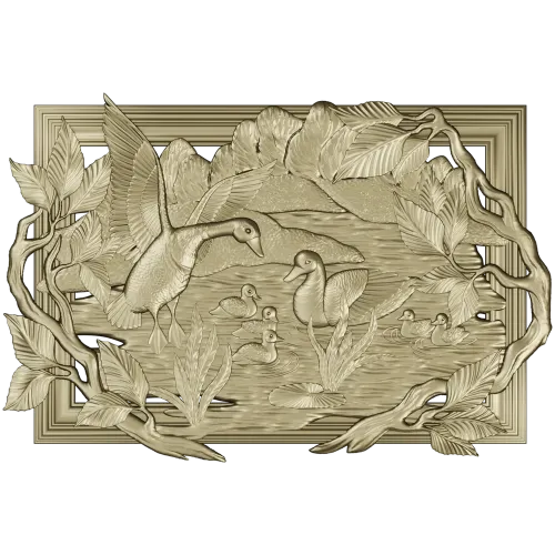 Geese on the Lake - high-relief STL panel for CNC