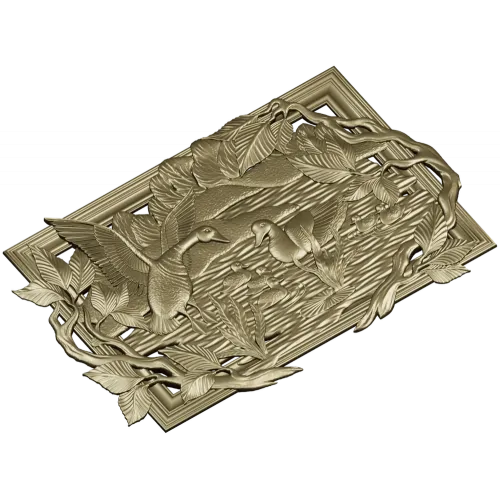 Geese on the Lake - high-relief STL panel for CNC