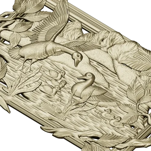 Geese on the Lake - high-relief STL panel for CNC