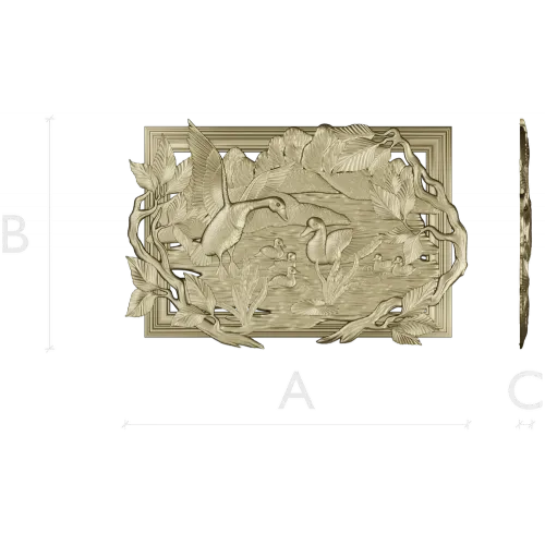 Geese on the Lake - high-relief STL panel for CNC