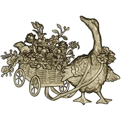 Goose with Flower Cart - detailed STL 3D model for CNC carving
