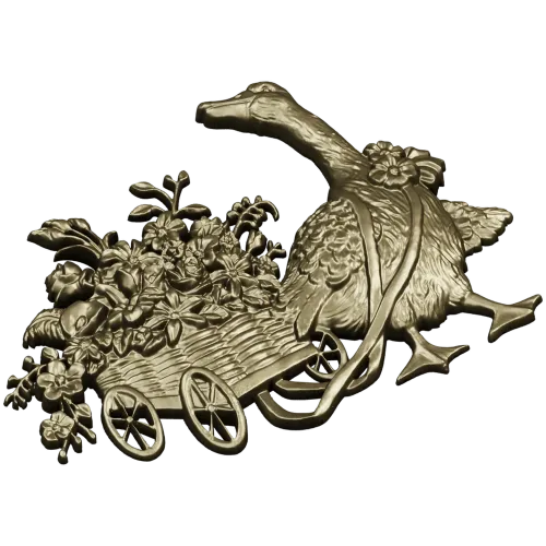 Goose with Flower Cart - detailed STL 3D model for CNC carving
