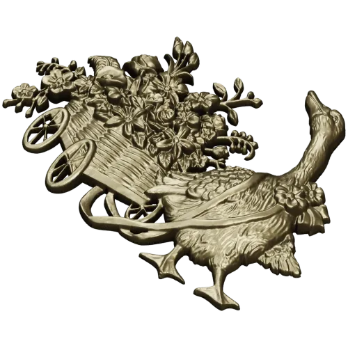 Goose with Flower Cart - detailed STL 3D model for CNC carving