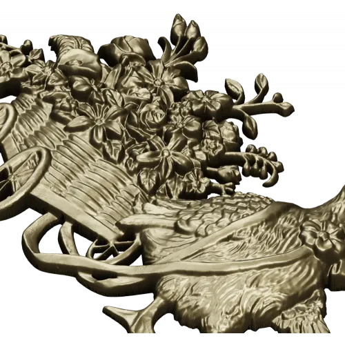 Goose with Flower Cart - detailed STL 3D model for CNC carving