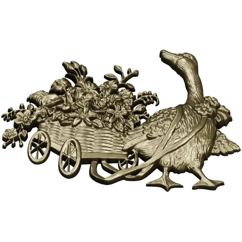 Goose with Flower Cart - detailed STL 3D model for CNC carving