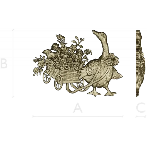 Goose with Flower Cart - detailed STL 3D model for CNC carving