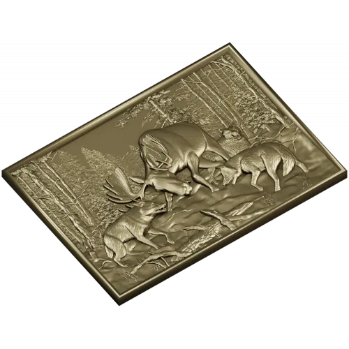 Панно "Охота стаи" - 3D модель STL для фрезеровки