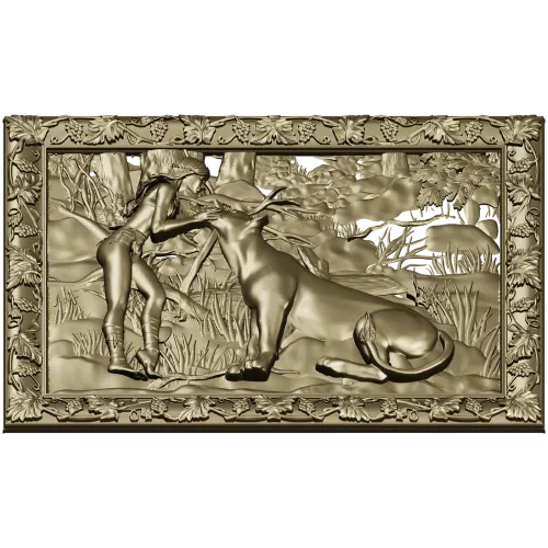 Дуэт львиц - рельефная stl модель панно для ЧПУ