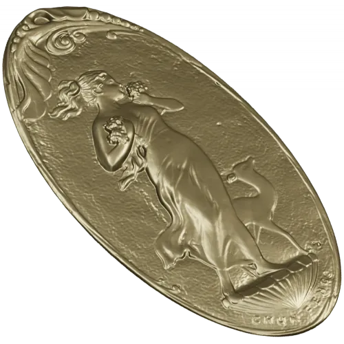 Art Nouveau Maiden and Fawn - Oval Relief STL for CNC