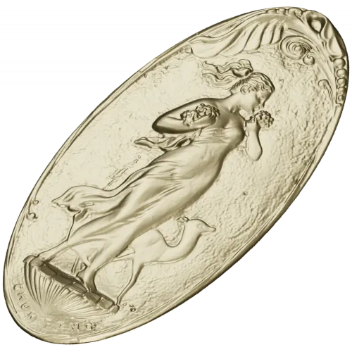 Art Nouveau Maiden and Fawn - Oval Relief STL for CNC