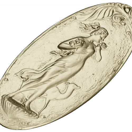 Art Nouveau Maiden and Fawn - Oval Relief STL for CNC