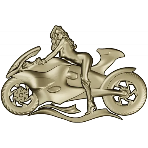 Motorcycle Muse - high-relief woman on sportbike STL