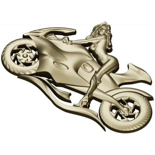 Motorcycle Muse - high-relief woman on sportbike STL