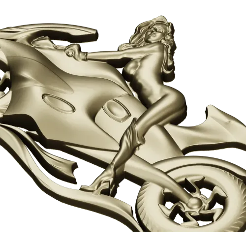 Motorcycle Muse - high-relief woman on sportbike STL