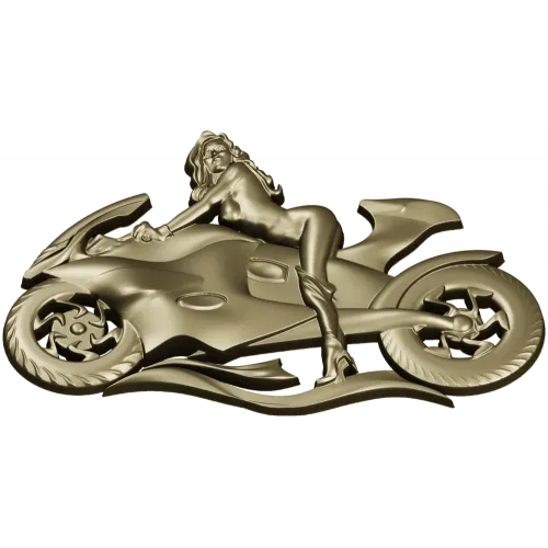 Motorcycle Muse - high-relief woman on sportbike STL