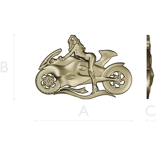 Motorcycle Muse - high-relief woman on sportbike STL