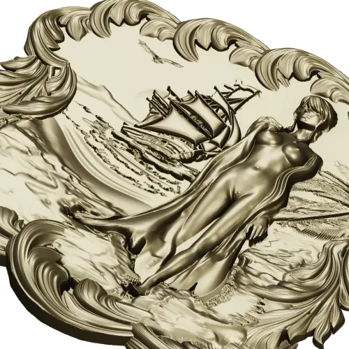 3D модель STL панно "Морская нимфа" для ЧПУ