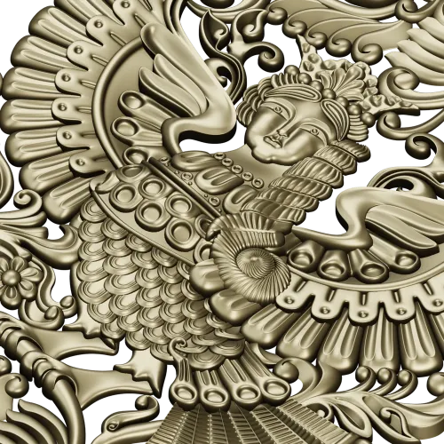 Ornate Winged Panel - STL 3D Model for CNC Carving
