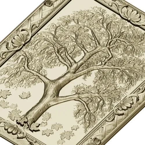 Tree relief panel STL for CNC milling - ornate framed tree