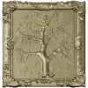 Tree relief panel STL for CNC milling - ornate framed tree
