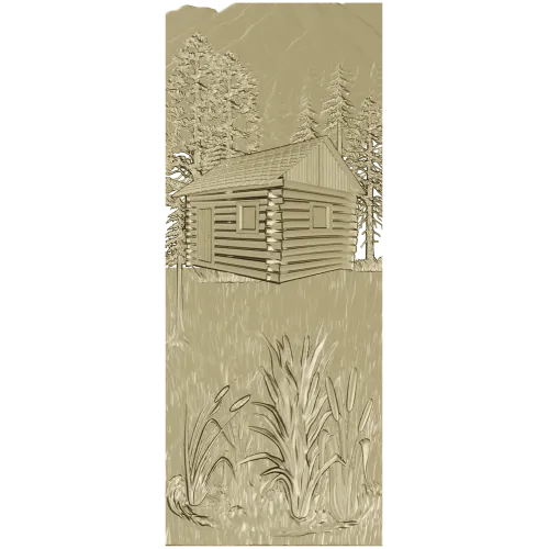 Forest Cabin Relief - STL 3D model for CNC carving